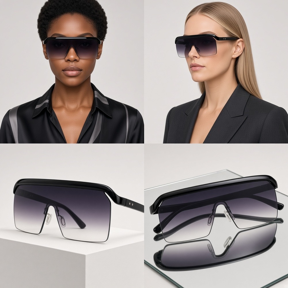 Shield Sunglasses Women One Size Black Brand New Oversized Gradient UV400 Lenses